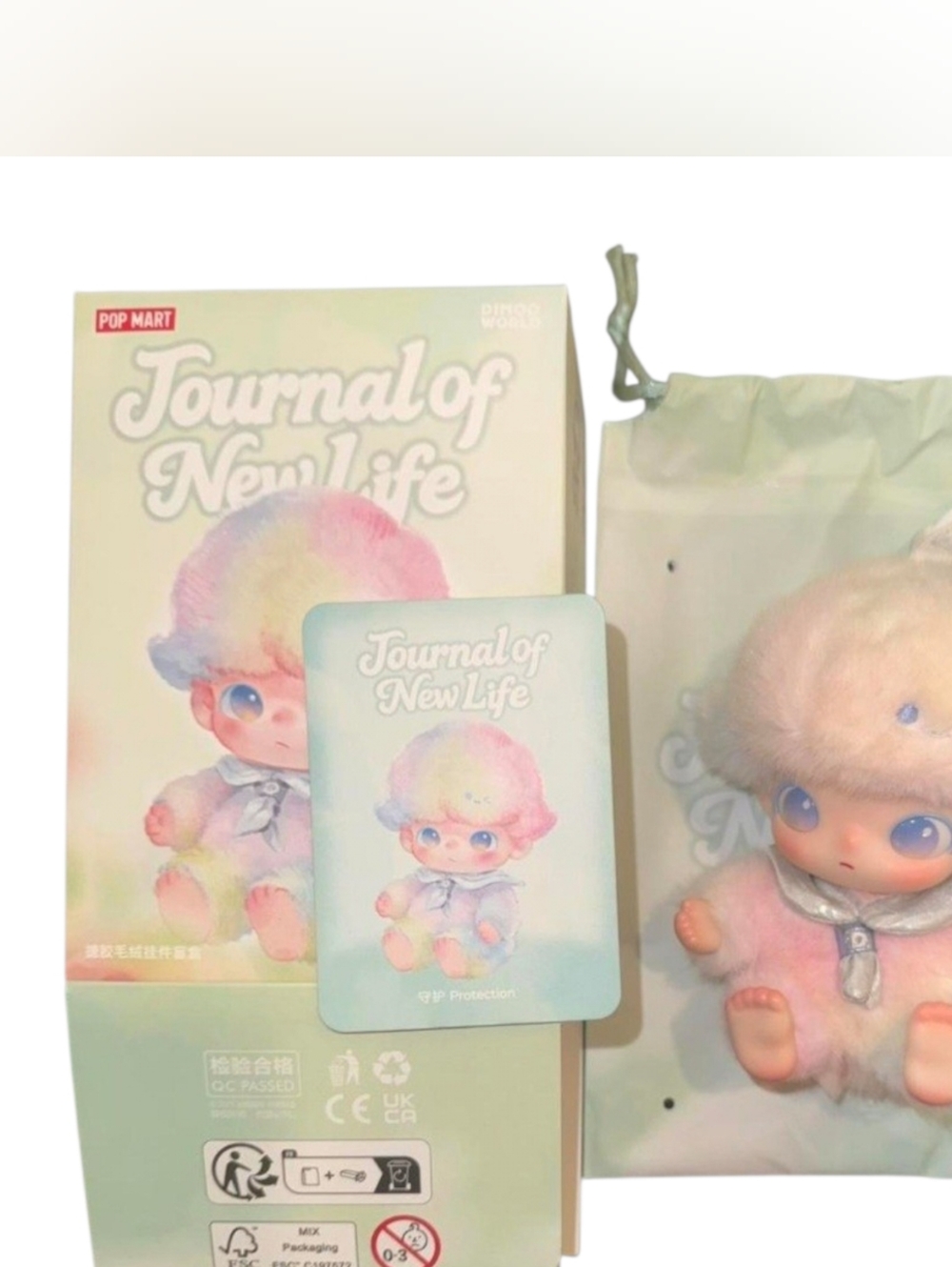Dimoo Plush Doll Keychain - Mint Pink Pastel Popmart
